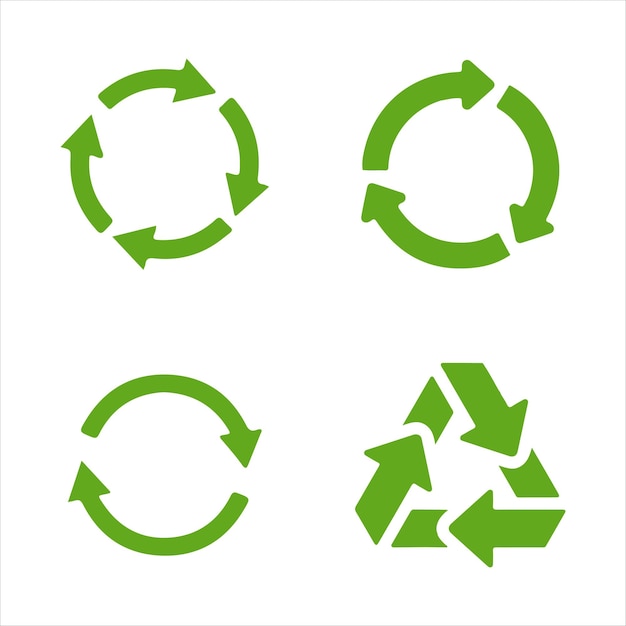 Conjunto de cuatro señales de reciclaje verde Graidnet