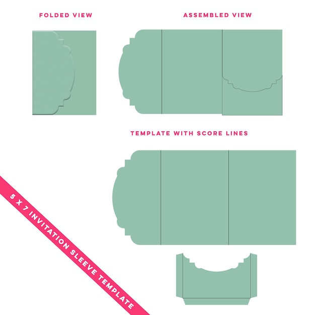 Un conjunto de cuatro vistas diferentes de una caja verde.