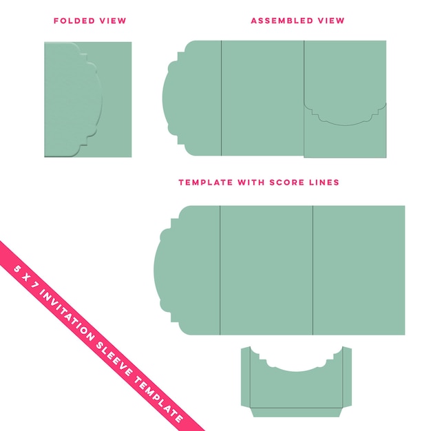 Vector un conjunto de cuatro vistas diferentes de una caja verde.