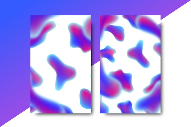 Conjunto de cubierta aislada realista con formas líquidas fluido degradado geométrico.