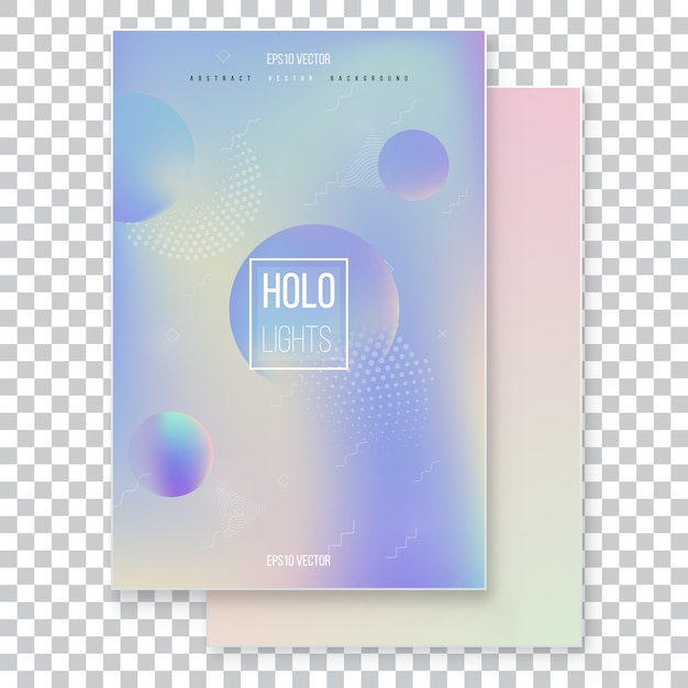 Conjunto de cubierta holográfica moderna furística. Estilo retro de los años 90 y 80.
