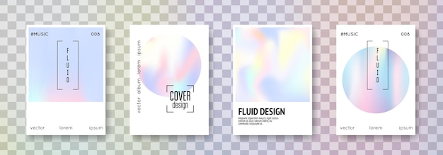 Conjunto de cubierta de malla degradada Fondos abstractos Cubierta de malla degradada de plástico con lámina holográfica Estilo retro de los años 90 y 80 Plantilla gráfica nacarada para pantalla móvil de papel tapiz de banner de folleto
