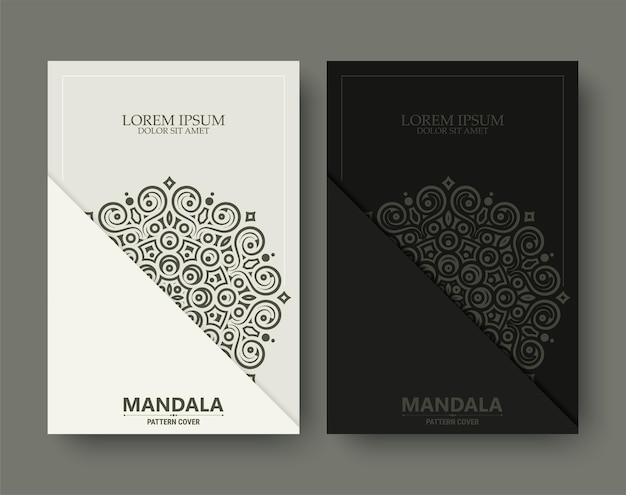 conjunto de cubierta de mandala en color retro