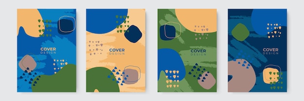 Conjunto de cubiertas abstractas modernas, diseño de cubiertas mínimas. Fondo geométrico colorido, ilustración vectorial.