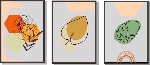 Conjunto de cubiertas abstractas modernas diseño de cubiertas mínimas Ilustración de vector de fondo geométrico colorido