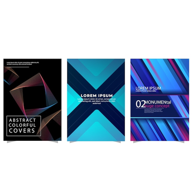 Conjunto de cubiertas abstractas modernas diseño de cubiertas mínimas Ilustración de vector de fondo geométrico colorido