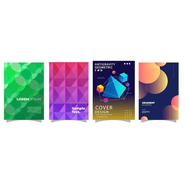 Conjunto de cubiertas abstractas modernas diseño de cubiertas mínimas Ilustración de vector de fondo geométrico colorido