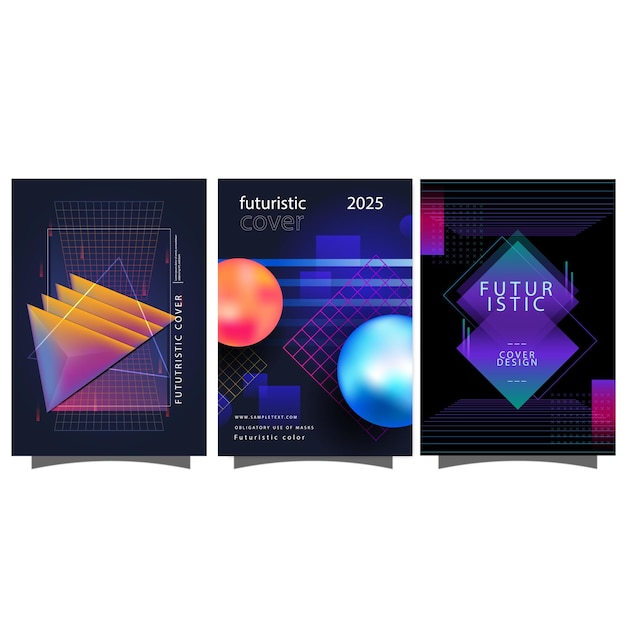Conjunto de cubiertas abstractas modernas diseño de cubiertas mínimas Ilustración de vector de fondo geométrico colorido