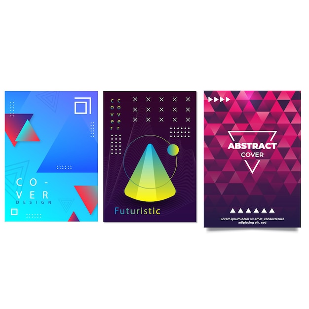 Conjunto de cubiertas abstractas modernas diseño de cubiertas mínimas Ilustración de vector de fondo geométrico colorido