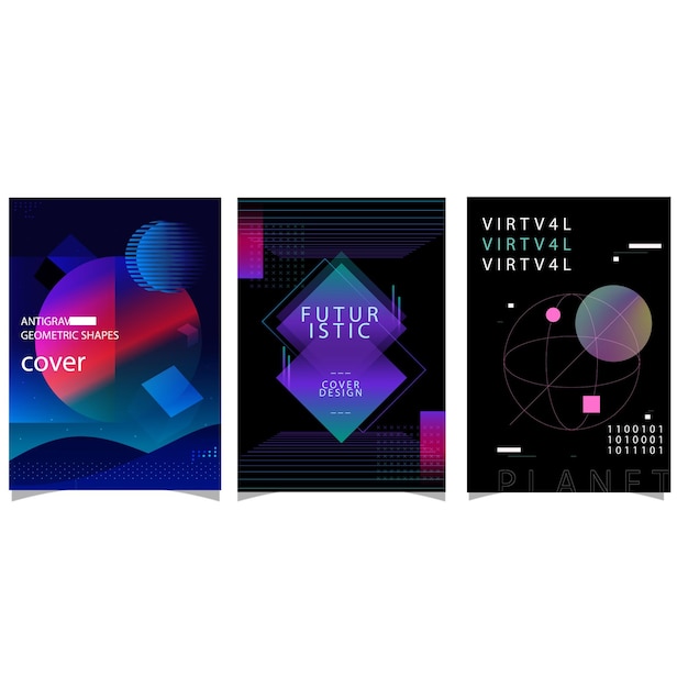 Conjunto de cubiertas abstractas modernas diseño de cubiertas mínimas Ilustración de vector de fondo geométrico colorido