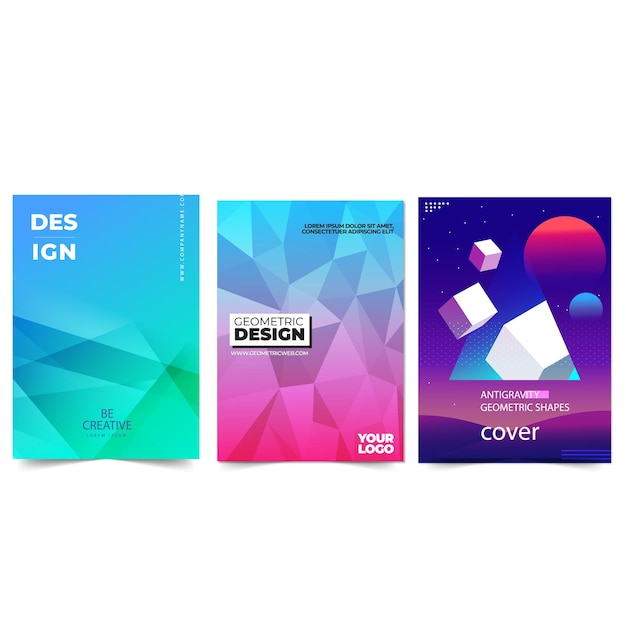 Conjunto de cubiertas abstractas modernas diseño de cubiertas mínimas Ilustración de vector de fondo geométrico colorido