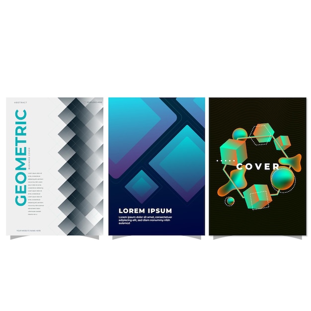 Conjunto de cubiertas abstractas modernas diseño de cubiertas mínimas Ilustración de vector de fondo geométrico colorido