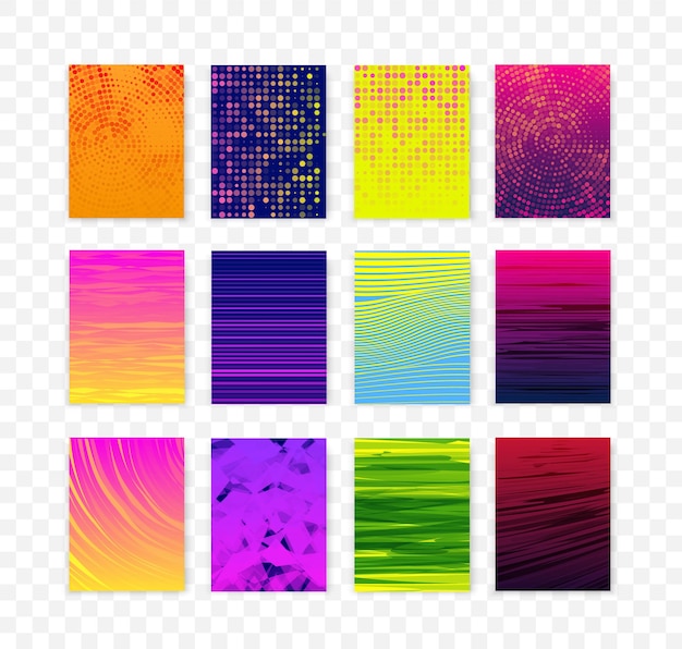 Conjunto de cubiertas abstractas modernas diseño de portada de folleto de fondo de patrón geométrico abstracto diseño de cubiertas mínimas degradados de semitonos coloridos