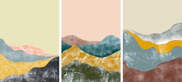 Conjunto de cubiertas abstractas de paisaje de montaña