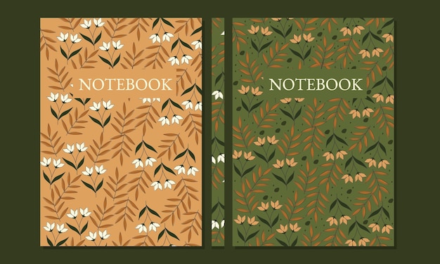 conjunto de cubiertas botánicas abstractas. Diseño floral de patrones sin fisuras. fondo verde marrón. tamaño A4