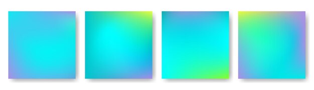 Conjunto de cubiertas cuadradas de gradiente holográfico Moderno verde azul colores vibrantes mezcla de textura de fondo