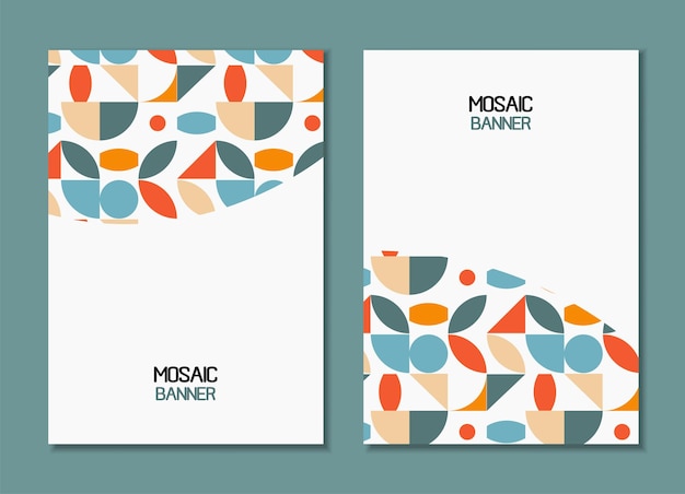 Un conjunto de cubiertas con un fondo de diseño mínimo para el banner Vector