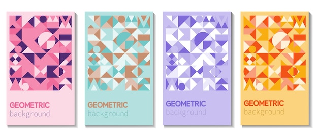 Un conjunto de cubiertas geométricas Colección de fondos vintage monocromáticos Composiciones de fo abstracto