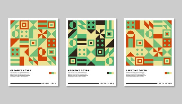 Conjunto de cubiertas geométricas retro Composición de formas abstractas Cartel neo geométrico colorido