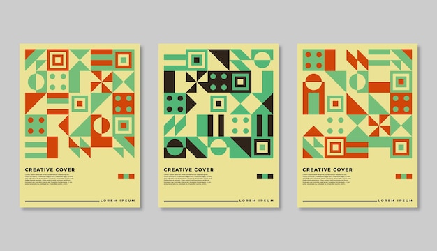 Conjunto de cubiertas geométricas retro Composición de formas abstractas Cartel neo geométrico colorido
