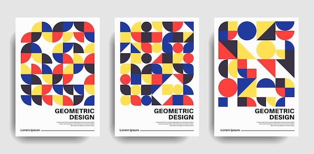 Conjunto de cubiertas geométricas retro Composición de formas simples Vector EPS 10