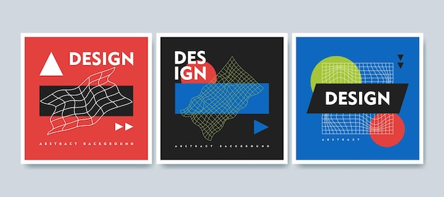 Conjunto de cubiertas mínimas Diseño geométrico futuro Mallas 3d abstractas Ilustración vectorial