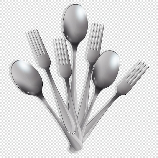 Conjunto de cubiertos de cocina realistas