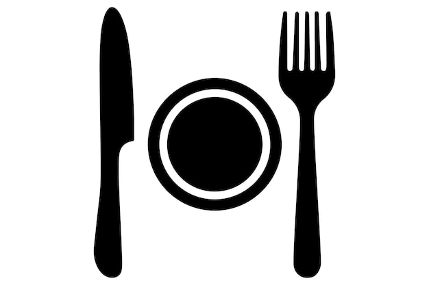 Conjunto de cubiertos de cuchillo, plato y tenedor para la cena o la comida