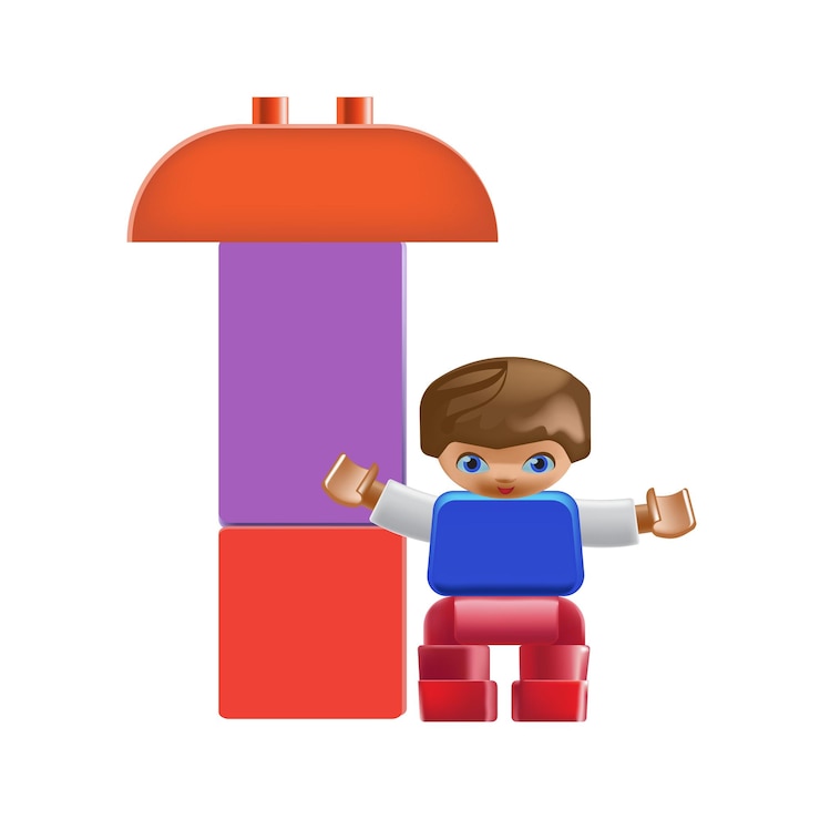 Vector conjunto de cubos y personajes de colores constructores juego de desarrollo lógico