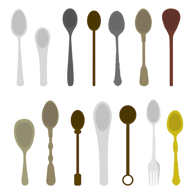 Vector conjunto de cucharas de diferentes formas