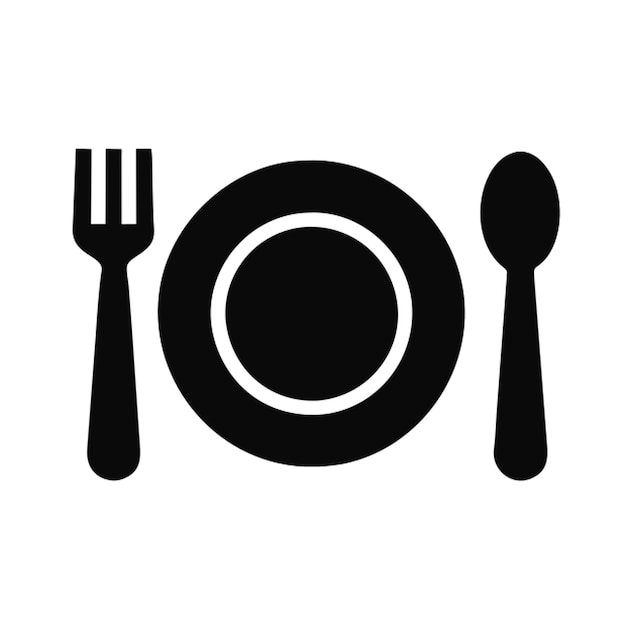 conjunto de cuchillo de horquilla plato de cuchara establecido en icono de estilo plano