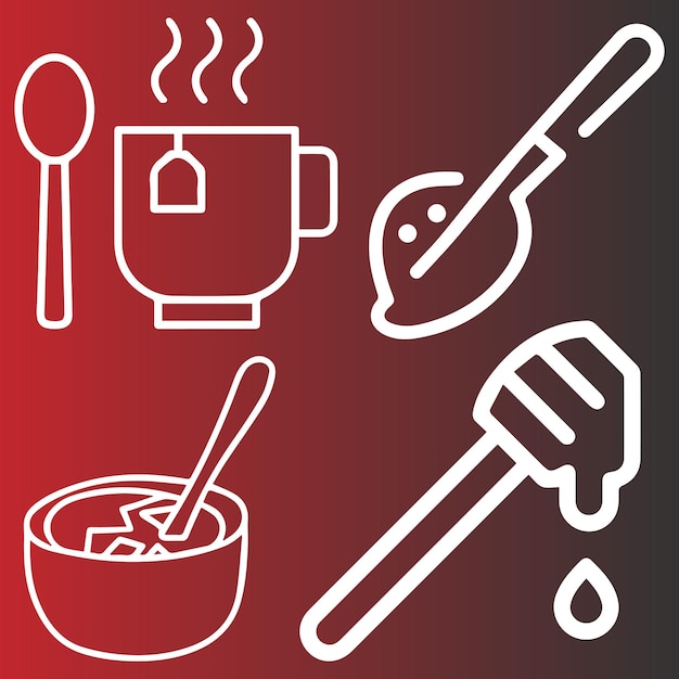 Conjunto de cuencos y cucharas de arroz vector