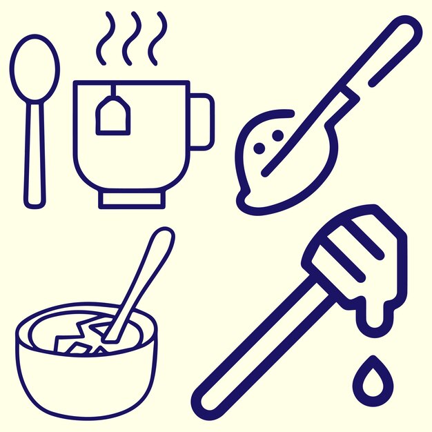 Conjunto de cuencos y cucharas de arroz vector
