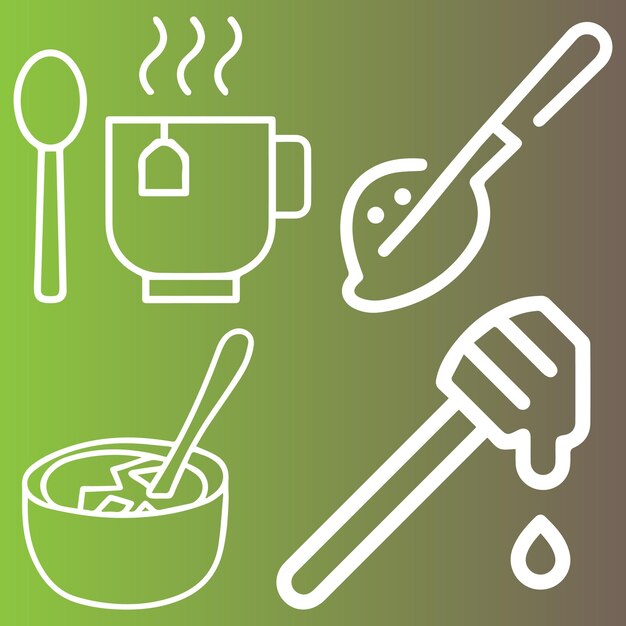 Conjunto de cuencos y cucharas de arroz vector