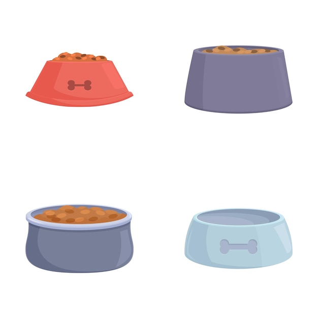 Conjunto de cuencos para perros de dibujos animados con comida
