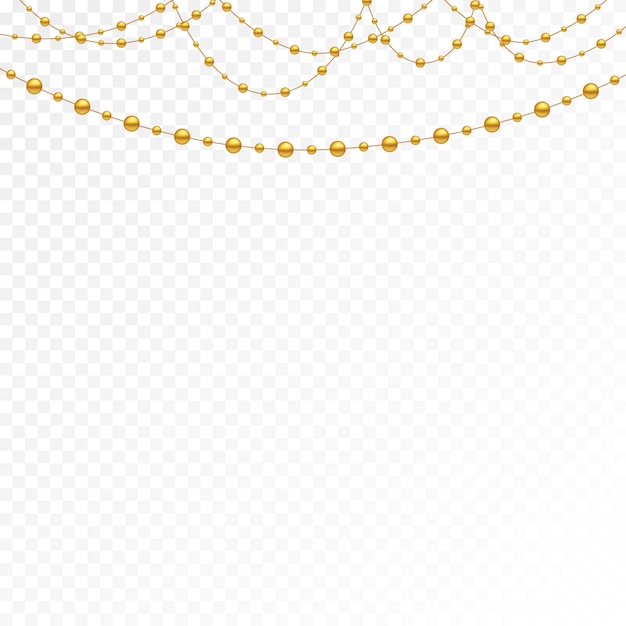 Vector conjunto de cuentas de oro y cadenas de oro.