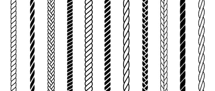 Vector conjunto de cuerdas de repetición colección de cuardas de cáñamo sin costuras colección de corda de cáñama sin costuras