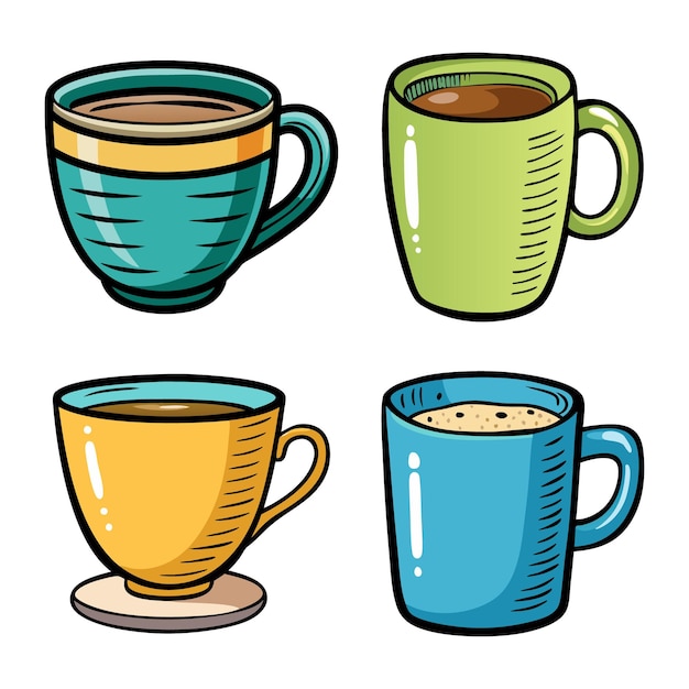 Conjunto de Cup Clipart Vector para bebidas creativas y diseños temáticos de cocina