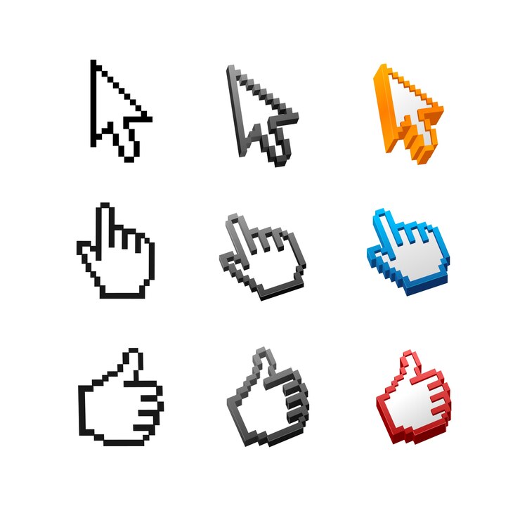 Vector conjunto de cursores aislado en blanco