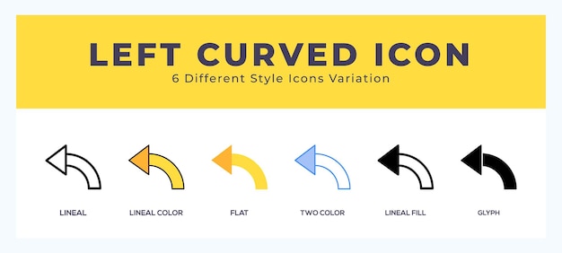 Conjunto curvo izquierdo de iconos simples genial para la presentación de aplicaciones web y más