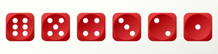 Vector conjunto de dados de juego rojos juegos de mesa símbolo de buena suerte y elección aleatoria vector de dados de juego vector eps 10