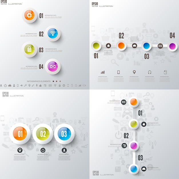 Conjunto con datos infográficos y plantilla de visualización de información