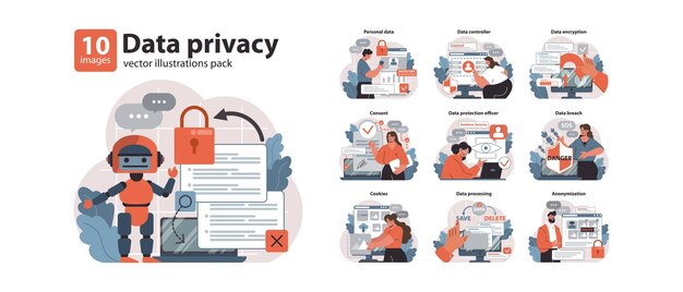 Conjunto de datos de privacidad que explora las facetas de la seguridad en línea manejo de datos personales navegación segura y