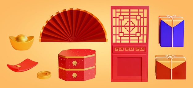Conjunto de decoración de 3d CNY