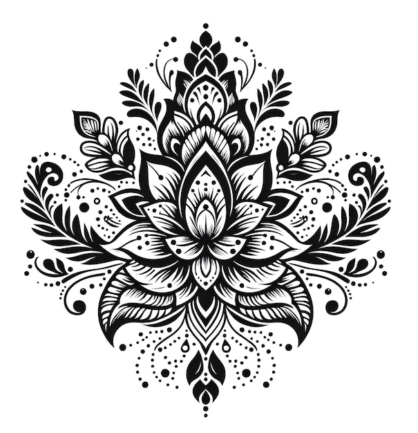 Vector conjunto de decoración de flores mehndi en ilustración de estilo oriental indio étnico