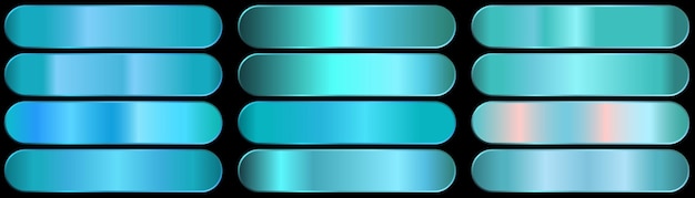 Conjunto de decoración de pancartas de diseño brillante metálico con gradiente azul con fondo de textura de gradiente azul