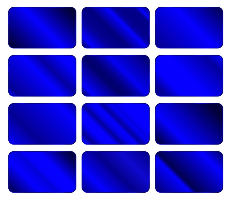Vector conjunto de decoración de pancartas de diseño brillante metálico con gradiente azul con fondo de textura de gradiente azul