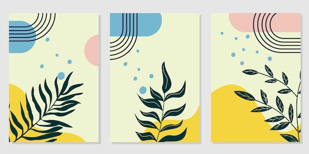 conjunto de decoración de pared. fondo blanco con elementos de silueta de hoja. diseño de ilustración vectorial
