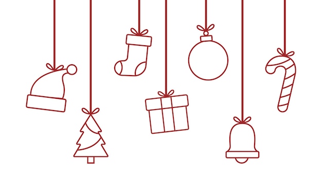 Conjunto de decoraciones de árboles de Navidad Vector sobre fondo gris