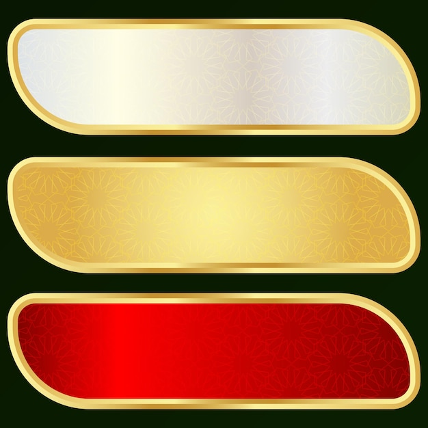 Conjunto de decoraciones de lujo dorado árabe islámico estandarte marco de título fondo clipart de caja de texto de oro